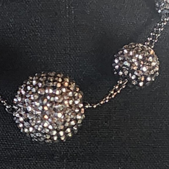 JLO Jennifer Lopez Black Gray Rhinestone Sparkle Balls Beads Choker 16" Necklace - Picture 3 of 16